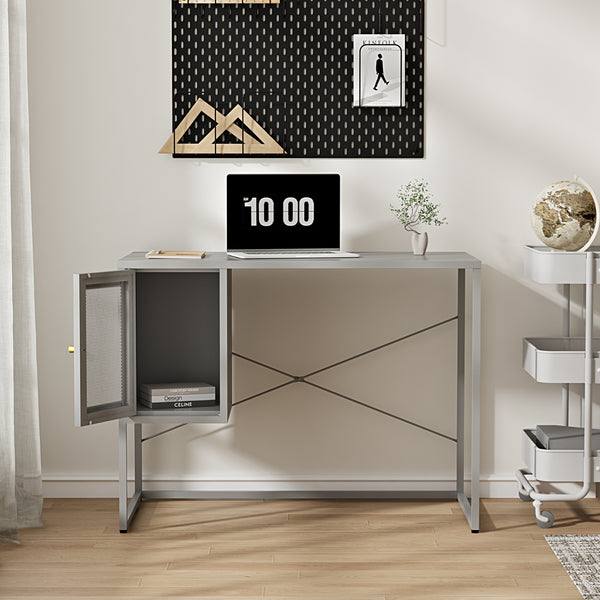 Skrivebord Sund Stål 75x100x50 cm Grå [en.casa]