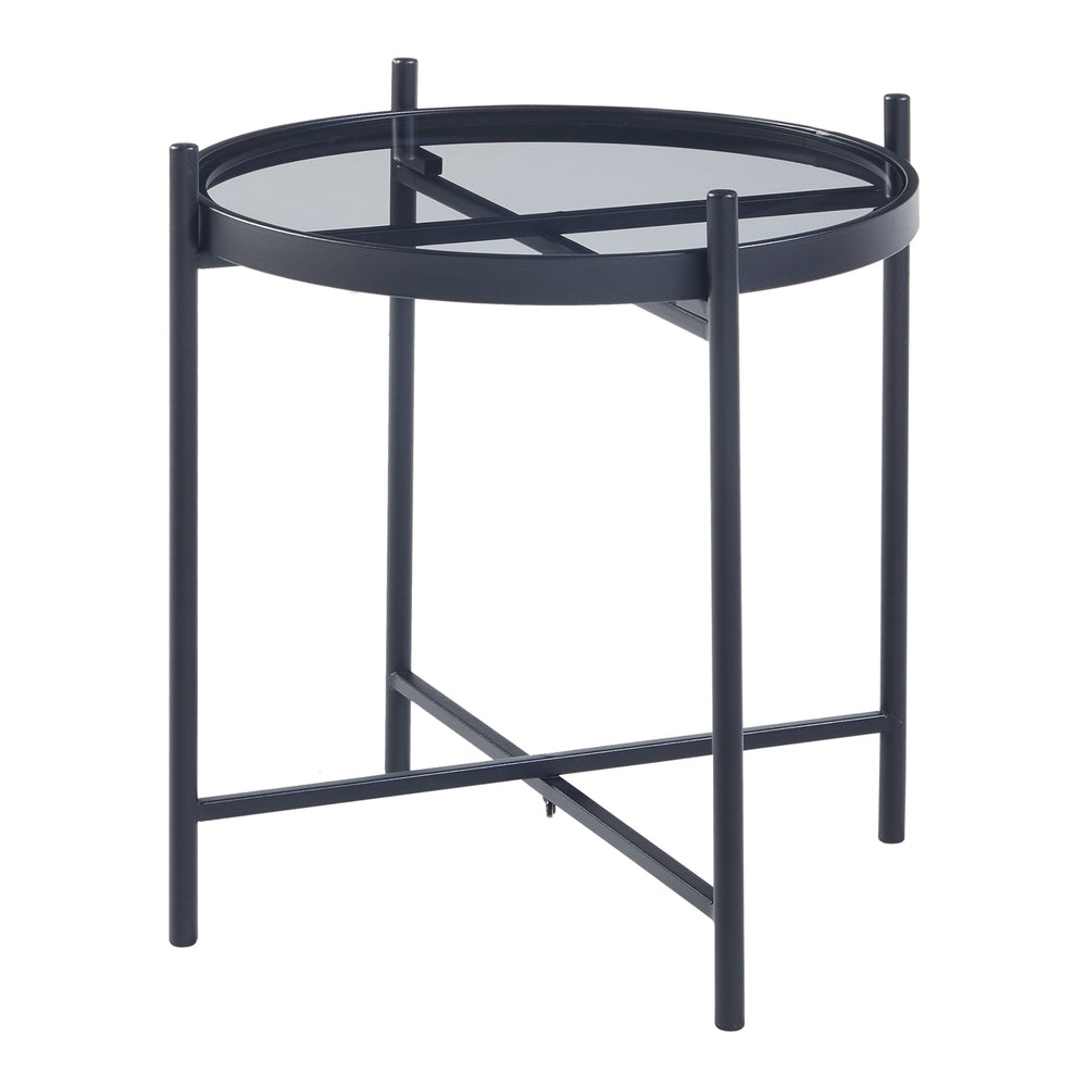 Sidebord Lier med glasplade Sort [en.casa] - premiumXL