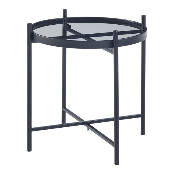 Lier sidebord med sort glasplade [en.casa].