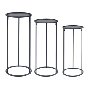 Nesodden plantestativ sæt af 3 metal sort [en.casa].