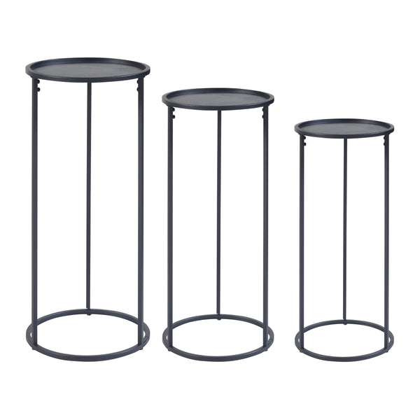 Nesodden plantestativ sæt af 3 metal sort [en.casa].