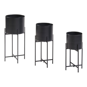 Plantestativ Orsa sæt med 3 metal sort [en.casa].