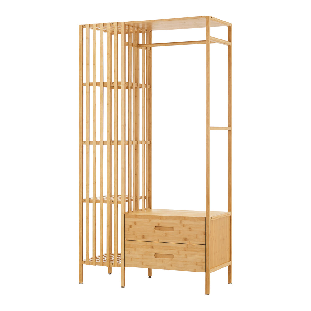 Garderobestativ Varanger 185x100x45 cm Bambus [en.casa]