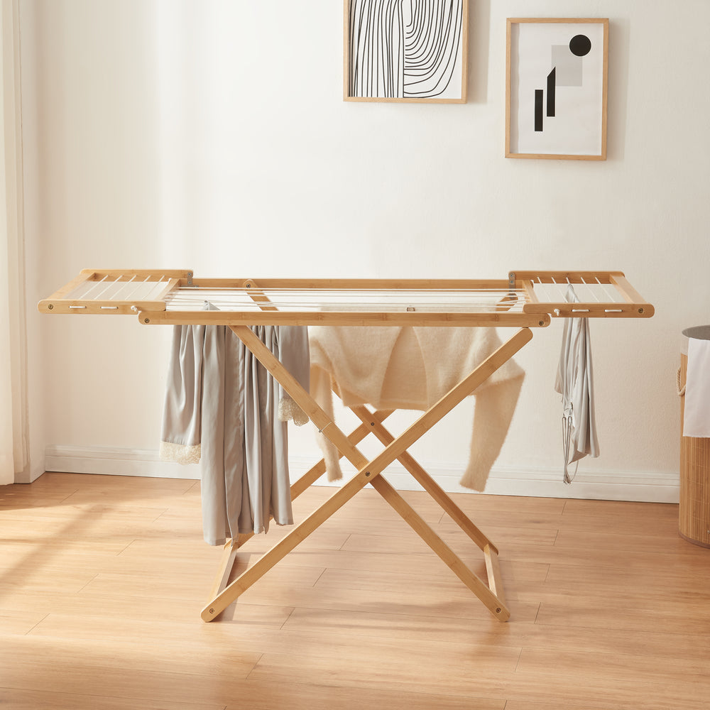 Sammenklappeligt tørrestativ Fakala 154x59x82 cm bambus [en.casa] - premiumXL