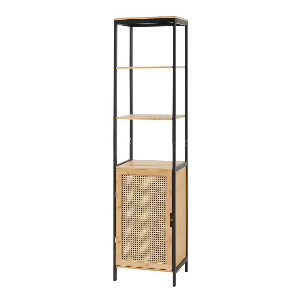 Højskab Tervola 172x40x35cm bambus sort [en.casa] - premiumXL