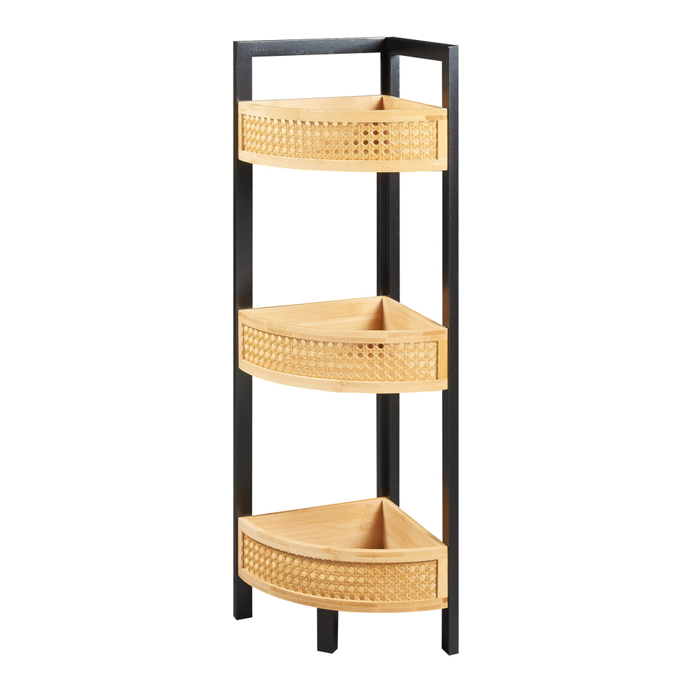 Hjørnereol Tervola 80x23x23 cm Sort/Bambus [en.casa] - premiumXL