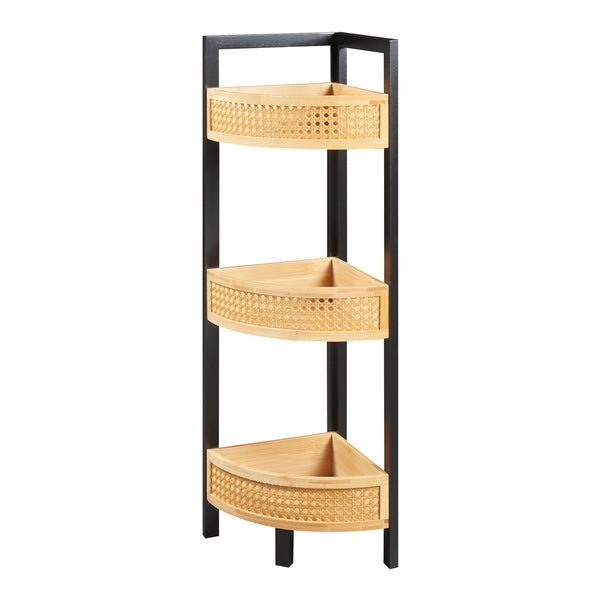 Tervola hjørnehylde 80x23x23 cm sort/bambus [en.casa].