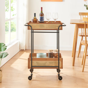 Serveringsvogn Tervola 81x61x39 cm rattanlook [en.casa]