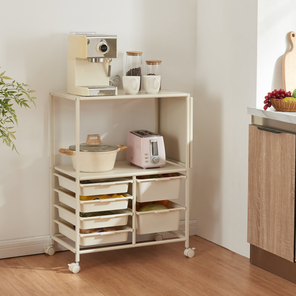 Trolley Sørfold med kasser 100x37x85cm Hvid [en.casa].