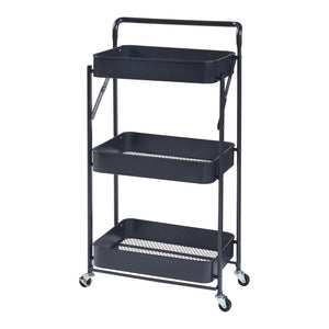 Vogn Vörå med 3 niveauer 88x45x30cm sort [en.casa].