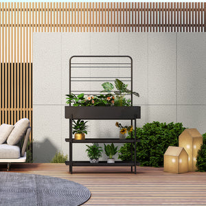 Udendørs plantestativ Aalsmeer metal 154x96x24 cm sort [casa.pro].
