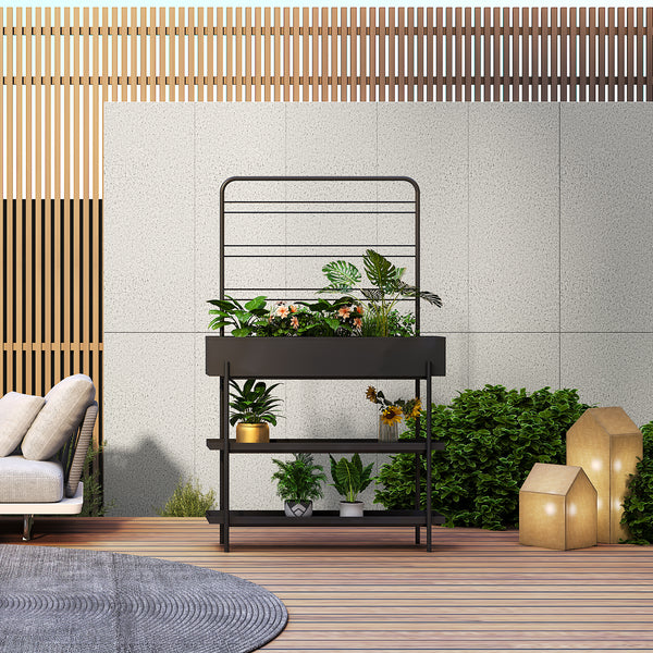 Udendørs plantestativ Aalsmeer metal 154x96x24 cm sort [casa.pro].