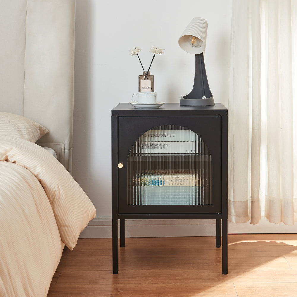 Natbord Karlskrona 60x42,5x40 cm Sort, mat [en.casa] - premiumXL