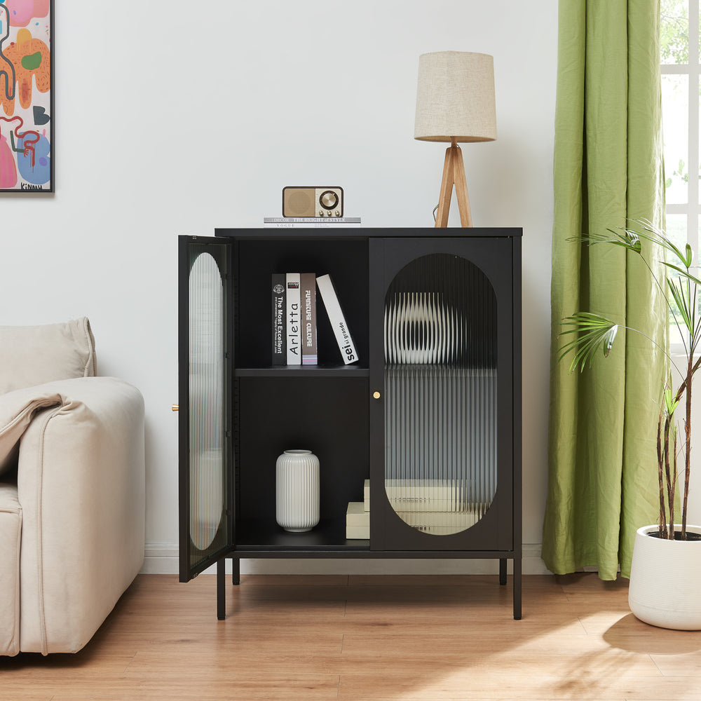 Sideboard Karlskrona 102x80x40 cm Sort, mat [en.casa] - premiumXL