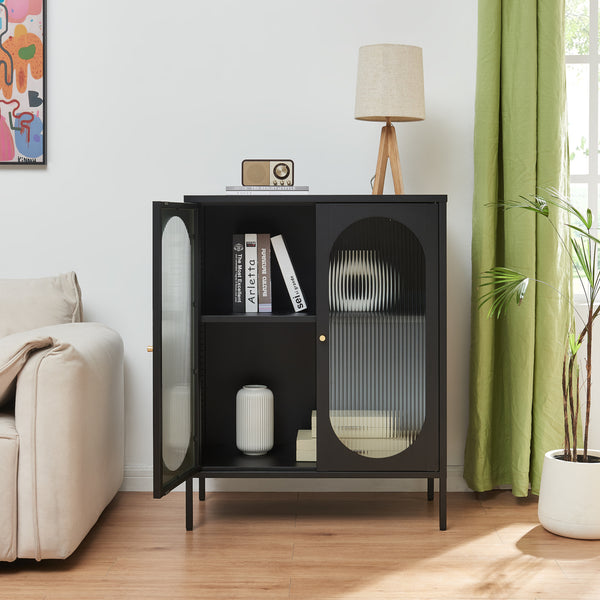 Skænk Karlskrona 102x80x40 cm sort mat [en.casa]