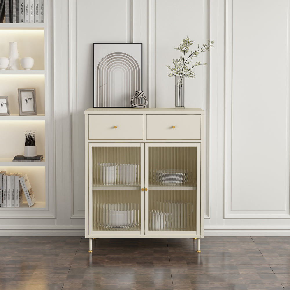 Sideboard Lindau stål 97x80x40 cm cremehvid [en.casa] - premiumXL
