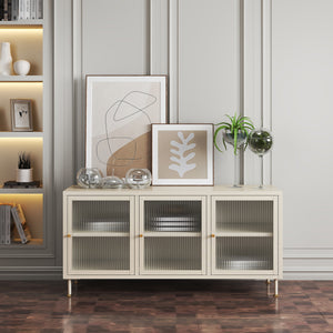 TV-møbel Lindau stål 120x40x59 cm cremehvid [en.casa]