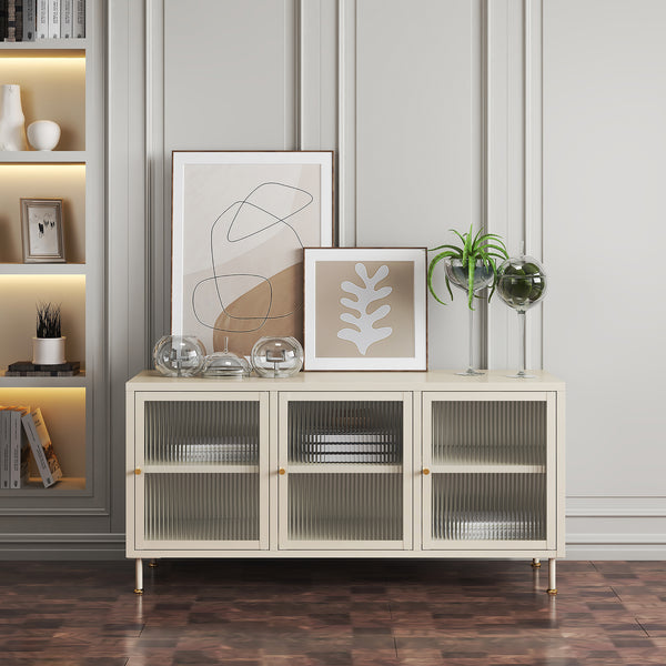 TV-møbel Lindau stål 120x40x59 cm cremehvid [en.casa]