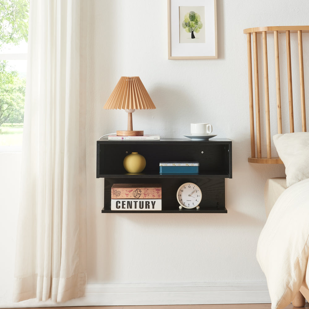 Væghylde Gauldal 57x30x32 cm Sort [en.casa] - premiumXL