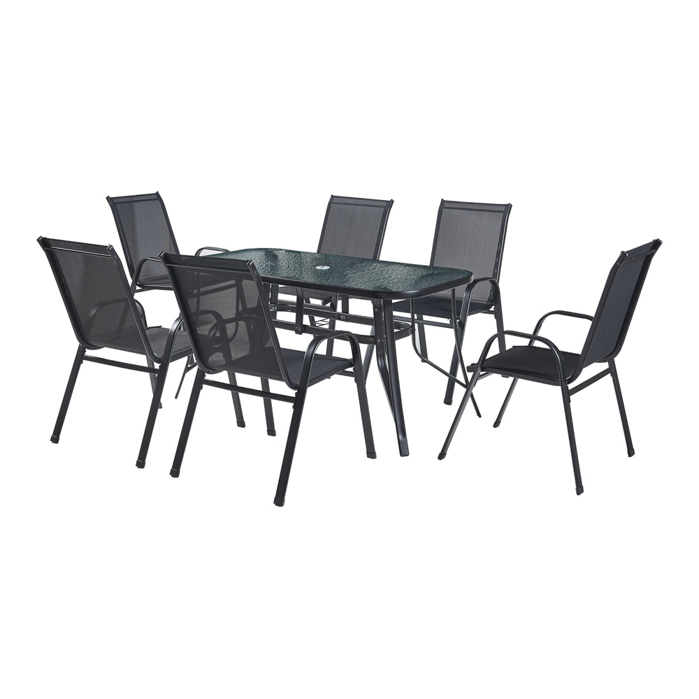 Havemøbelsæt Aradeo 7-delt sort [casa.pro].