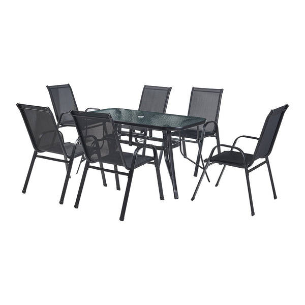 Havemøbelsæt Aradeo 7-delt sort [casa.pro].