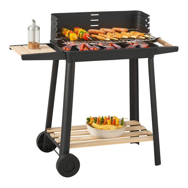 Ari grillvogn 78x86x30cm sort/bambus [casa.pro]
