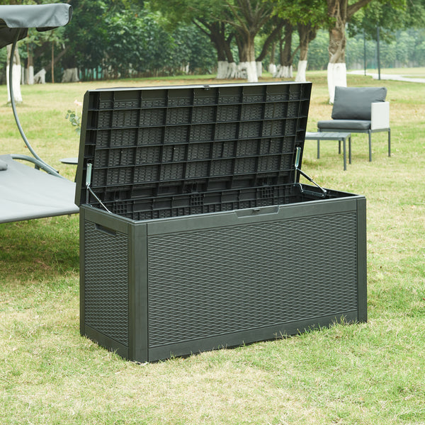 Opbevaringsboks Atella 122x54,5x65cm sort, rattan-look [casa.pro].
