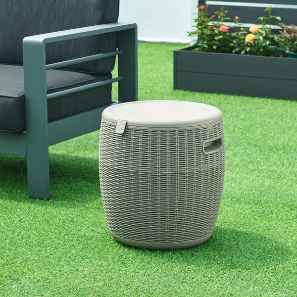 Køleboks-puf Avetrana 44xØ40 cm Lysebrun [casa.pro]