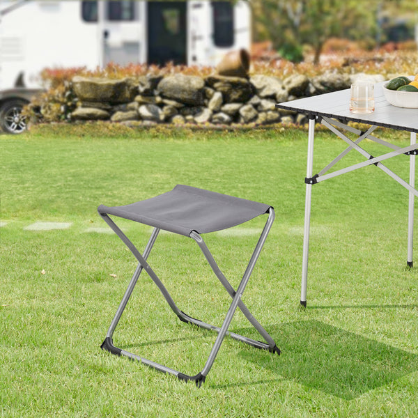 2-i-1 campingstol og bord Barete 47x47x37 cm grå [en.casa]