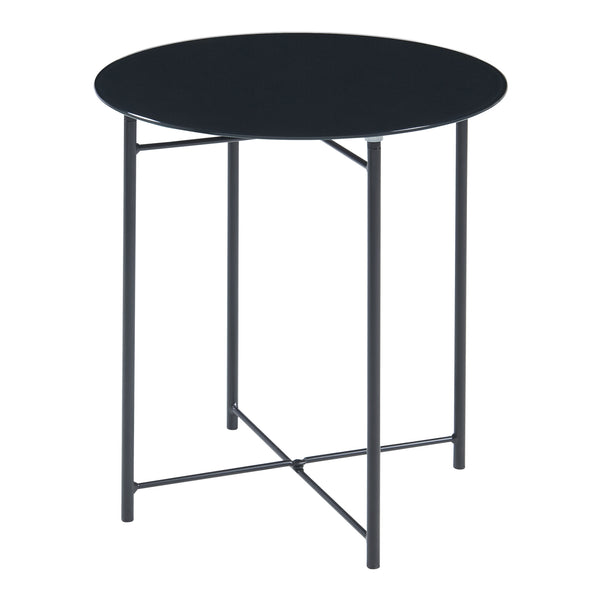Sidebord Ödeshög med glasplade 45xØ42cm Sort [en.casa]