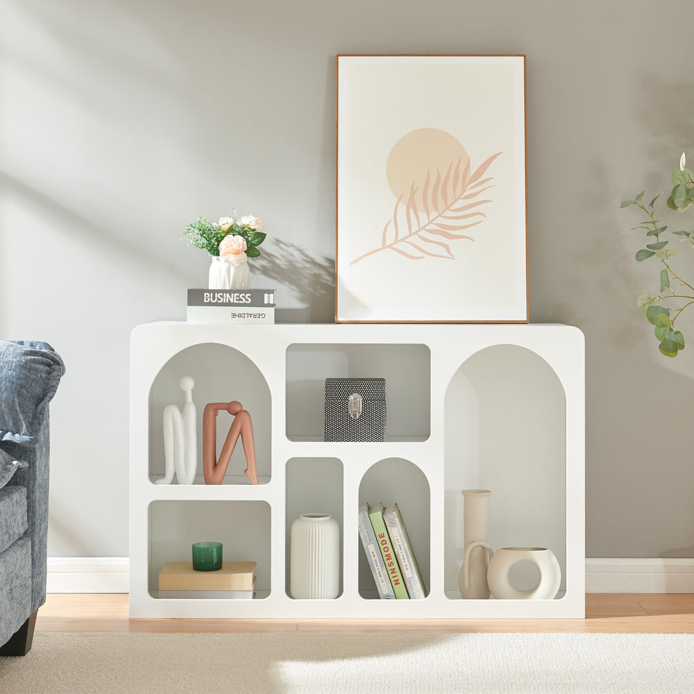 Sideboard Vågå med åbne rum 110x30x70 cm Hvid [en.casa] - premiumXL