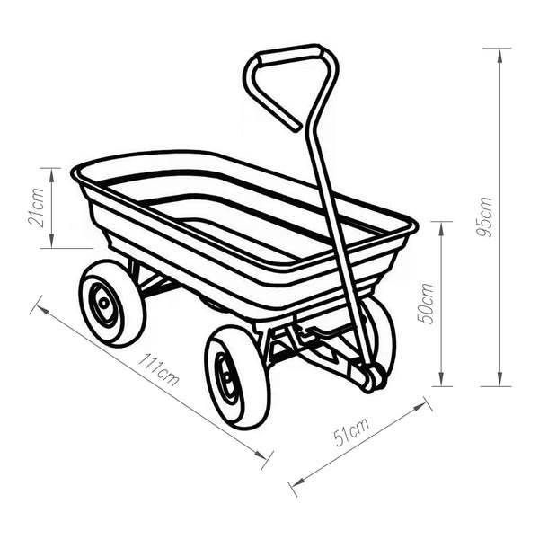 Bollerwagen Corfinio 111x51 cm maks. 250 kg Grøn/Sort [pro.tec]