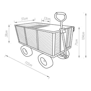 Bollerwagen Corropoli 112x51 cm maks. 550 kg Sort/Gul [pro.tec]