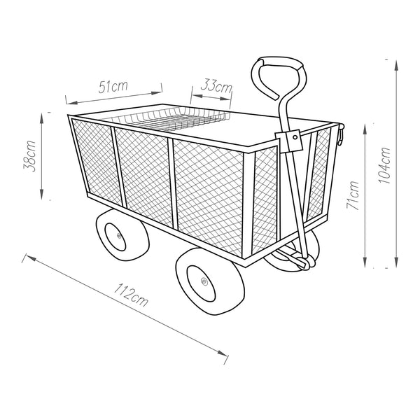 Bollerwagen Corropoli 112x51 cm maks. 550 kg Sort/Gul [pro.tec]