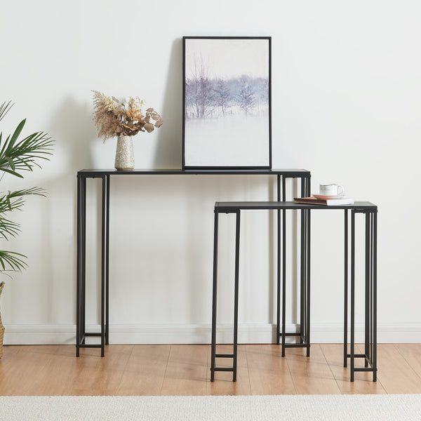 Konsolbord Ørsta 2 stk. sæt Sort [en.casa]