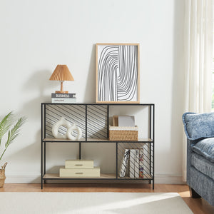 Konsolbord Övertorneå 100x30x75 cm Sort/Eg [en.casa]