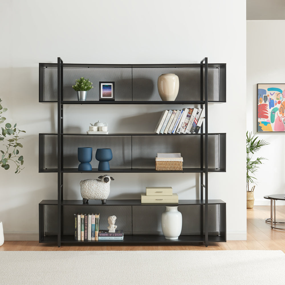 Reol Randaberg 180x180x33 cm Sort [en.casa] - premiumXL