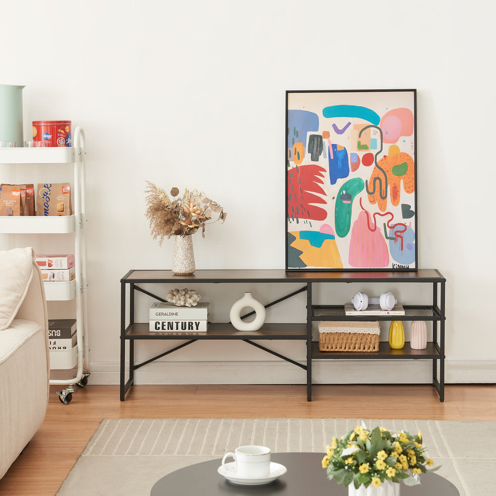 TV-bord Västiarharg 120x30x46 cm Sort/Valnød-look [en.casa] - premiumXL