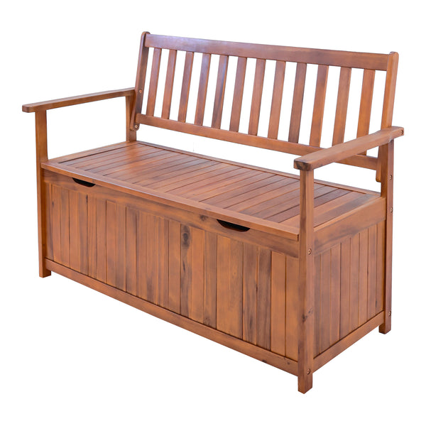 Havestol Avezzano med opbevaringsrum 130x60x88cm Akacie FSC®-certificeret [en.casa]