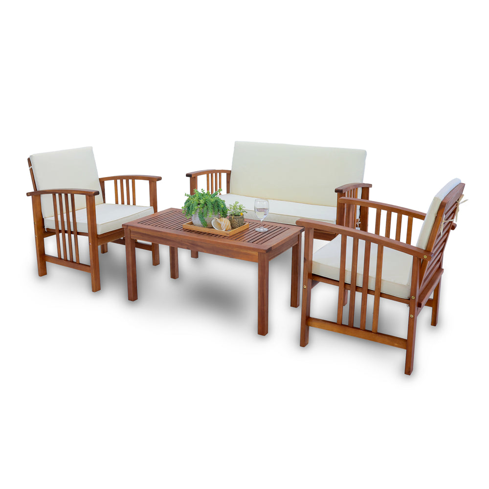 Havemøbelsæt Brissogne 4 - dele Akacietræ FSC® - certificeret [en.casa] - premiumXL