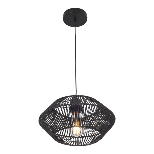 Hængelampe Amersham Metal+Rattan Sort [lux.pro]
