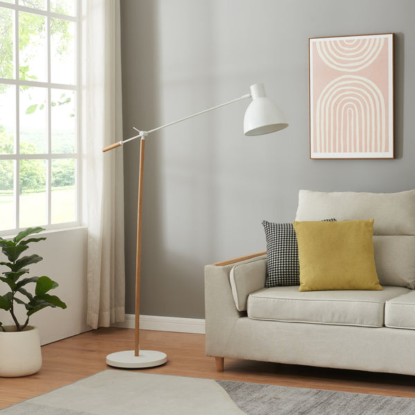 Banchory metalgulvlampe 163 cm træ-effekt/hvid [lux.pro]