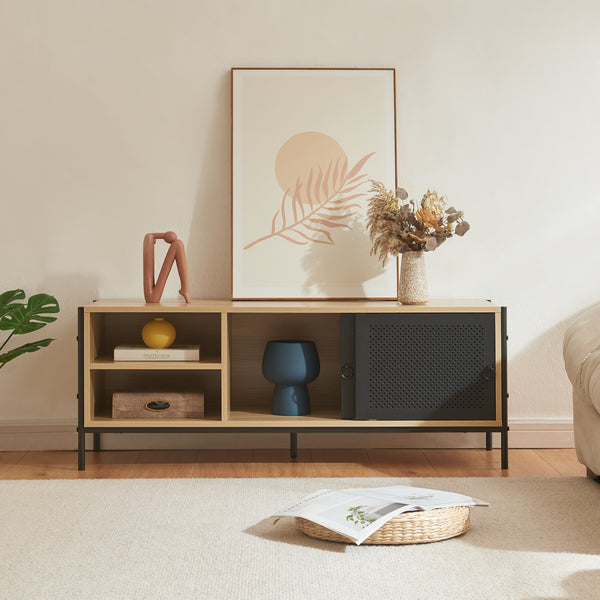 TV-skab Tysnes 120x40x45 cm Eg-look/Sort [en.casa]