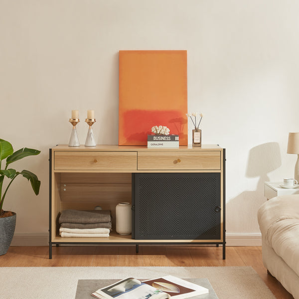 TV-skab Tysnes 120x40x75 cm Eg/Sort [en.casa]