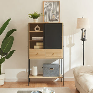 Skab Tysnes 140x80x40 cm Sort/Eg [en.casa]