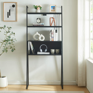 Skrivebord Storfjord med stigehylde 184x80x40cm sort [en.casa].