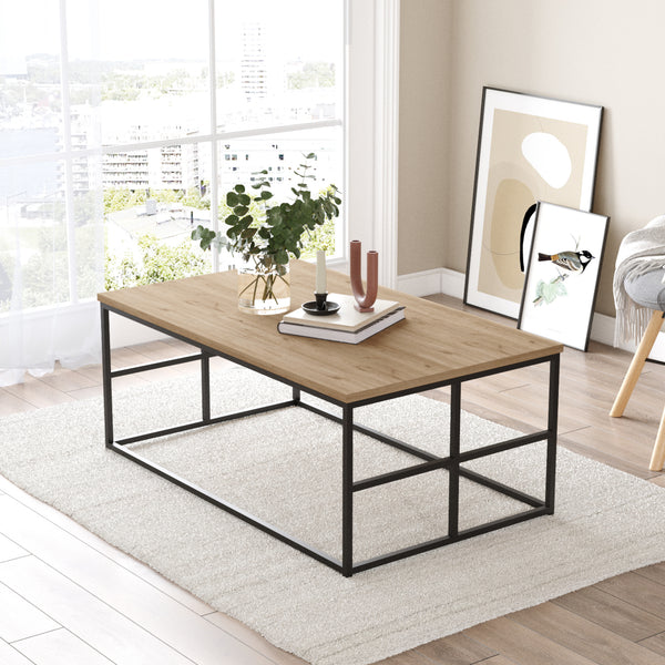 Sofabord Velendi 100x60x40 cm Eg-look/Sort [en.casa]