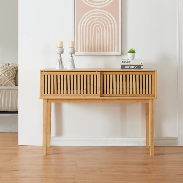Konsolbord Ypäjä 110x39x81 cm bambus [en.casa].