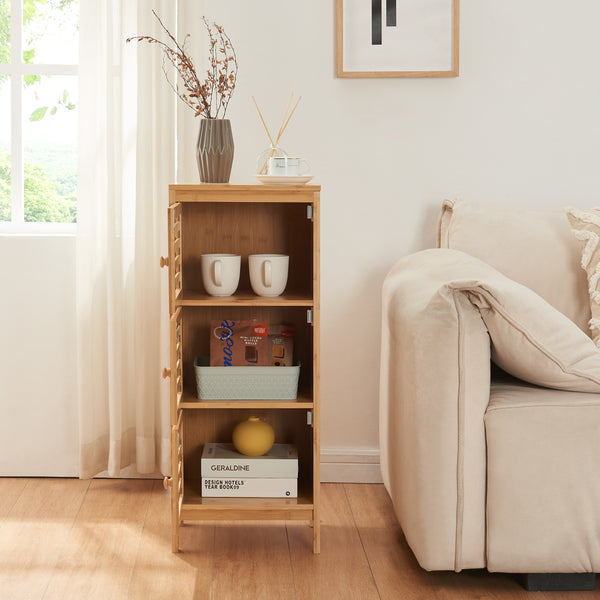 Sideskab med 3 døre Ypäjä 82x33x27 cm bambus [en.casa].