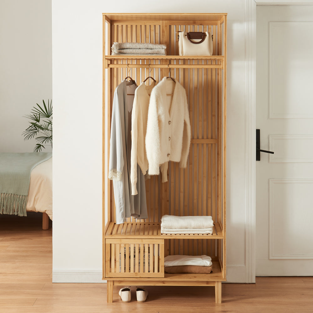 Garderobestativ Ypäjä 187x80x47 cm bambus [en.casa] - premiumXL